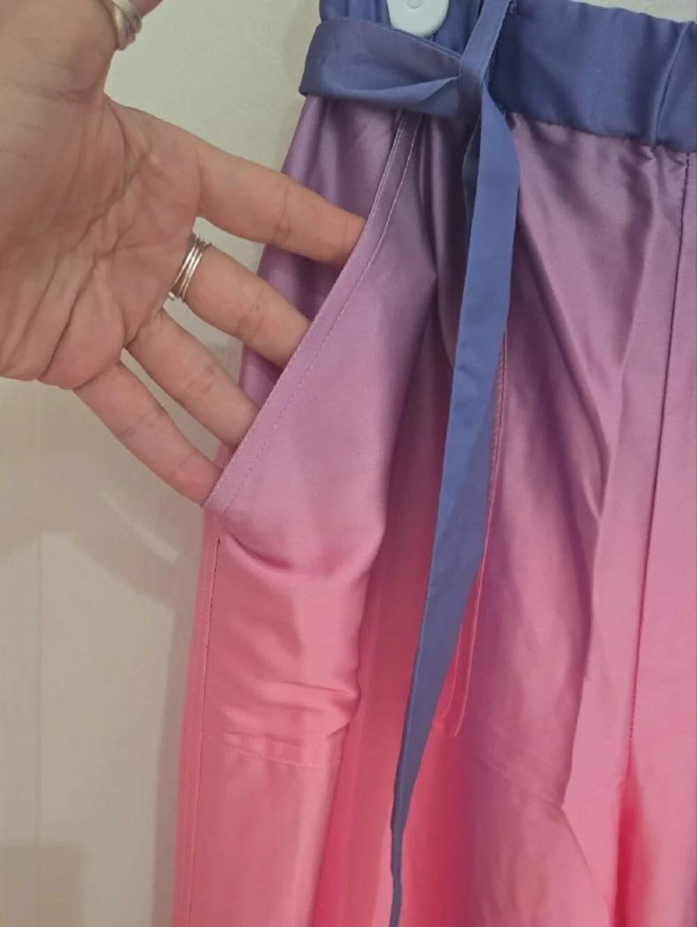 Hutch Pink to Purple Ombre Wide-Leg Satin Pants NWOT
